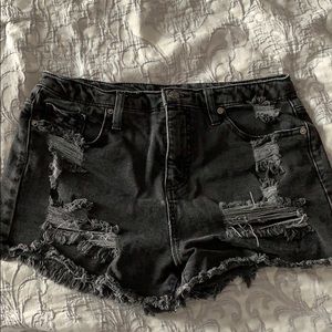 Black jean shorts